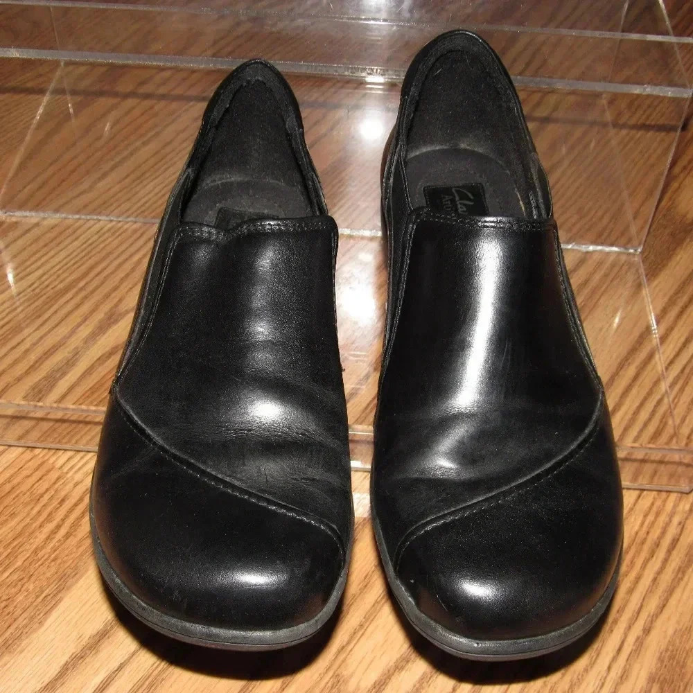 CLARKS ARTISAN Black Leather Shoes Size 9M - Picture 3 of 8